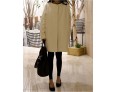 Women's Casual/Daily Simple Coat,Solid Round Neck Long Sleeve Fall / Winter Blue / White Wool Thick