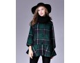 Women's Casual/Daily Street chic CoatPlaid Round Neck Long Sleeve Fall / Winter Red / Black / Green Wool Medium