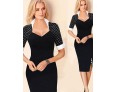 Women's Vintage/Sexy/Cute/Party/Work Micro-elastic Short Sleeve Knee-length Dress (Cotton Blends)