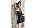 Women's Sexy Coat,Solid V Neck Long Sleeve Fall Black / Gray Wool / Cotton / Others Thick