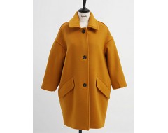 Women's Casual/Daily Simple Coat,Solid Shirt Collar Long Sleeve Winter Blue / Pink / Yellow Wool Thick