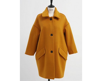 Women's Casual/Daily Simple Coat,Solid Shirt Collar Long Sleeve Winter Blue / Pink / Yellow Wool Thick