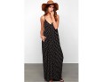 Women's Beach Boho Loose Dress,Polka Dot Strap Maxi Sleeveless Black Rayon Summer Low Rise Inelastic Opaque