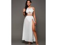 Women's Casual/Daily Sexy / Street chic Sheath See-through Dress,Patchwork Lace Mesh Strap Maxi Sleeveless