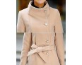 Women's Vintage / Cute Trench Coat,Solid Long Sleeve All Seasons Beige / Black / Gray Wool Medium